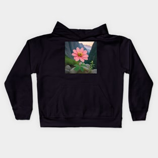 Pink flower blooming happily in spring Kids Hoodie